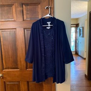 Catherines Navy Lace Cardigan Size 28W